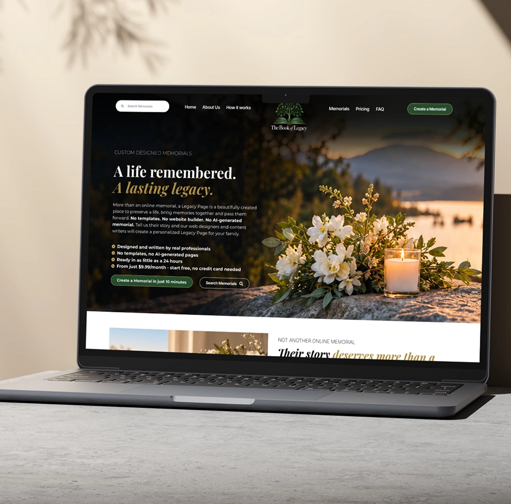 The Book of Legacy website and branding